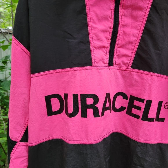 Grail Vintage 90s Neon Duracell Quarter Zip Pullover Windbreaker Men's XL Black - Picture 11 of 16